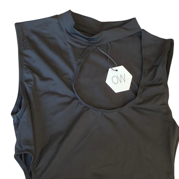 OW Collection Jen Dress Black Caviar Cut Out Mini Stretch Dress Large - Picture 2 of 14